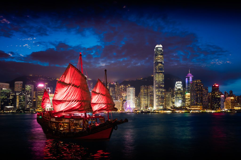 Hong Kong harbour at night